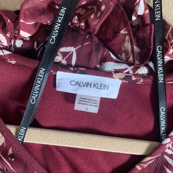 CALVIN KLEIN Printed Maroon Maxi Dress - Picture 5 of 8